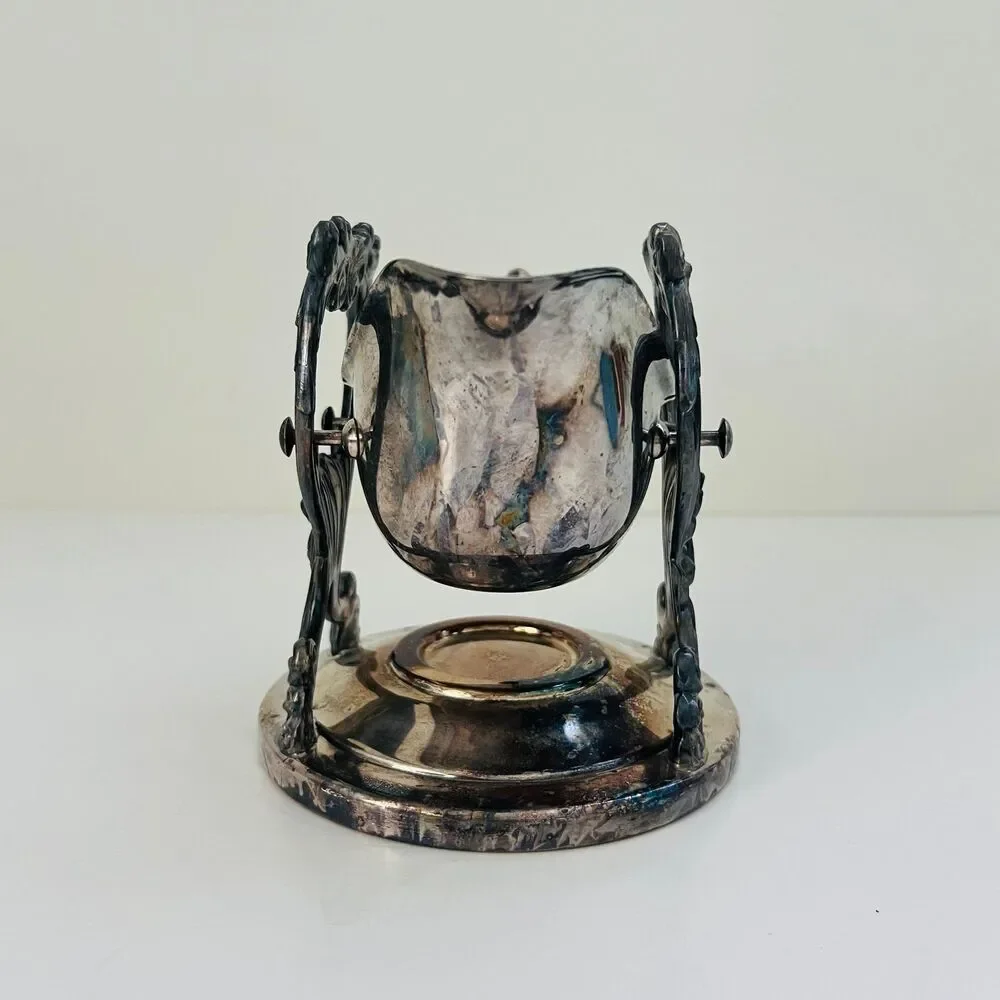 SHERIDAN Ornate Silver Plated Tilting Gravy Boat With Warming Stand